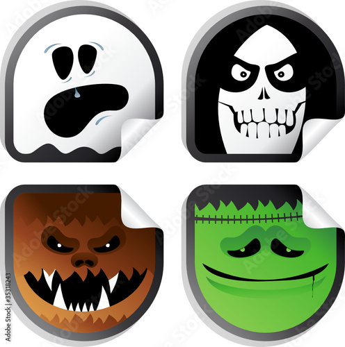Monster smileys, halloween wicked stickers