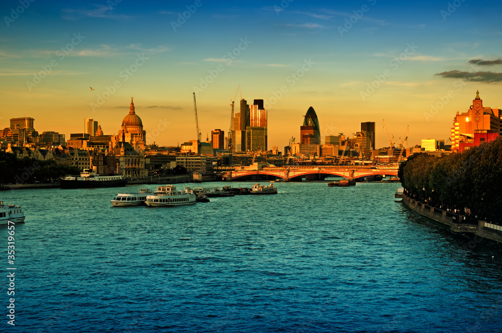 City of London at sunset.