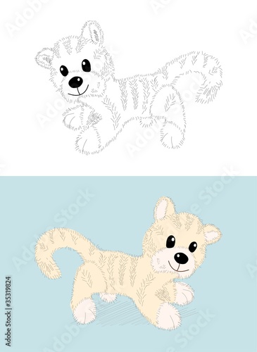 Vector cartoon kitten, or little tygr