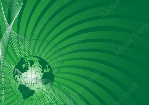 business background with green world globe