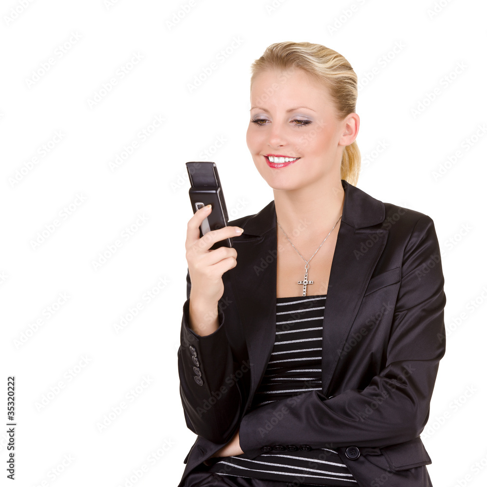 Young happy business woman with mobile phone Young happy business woman with mobile phone