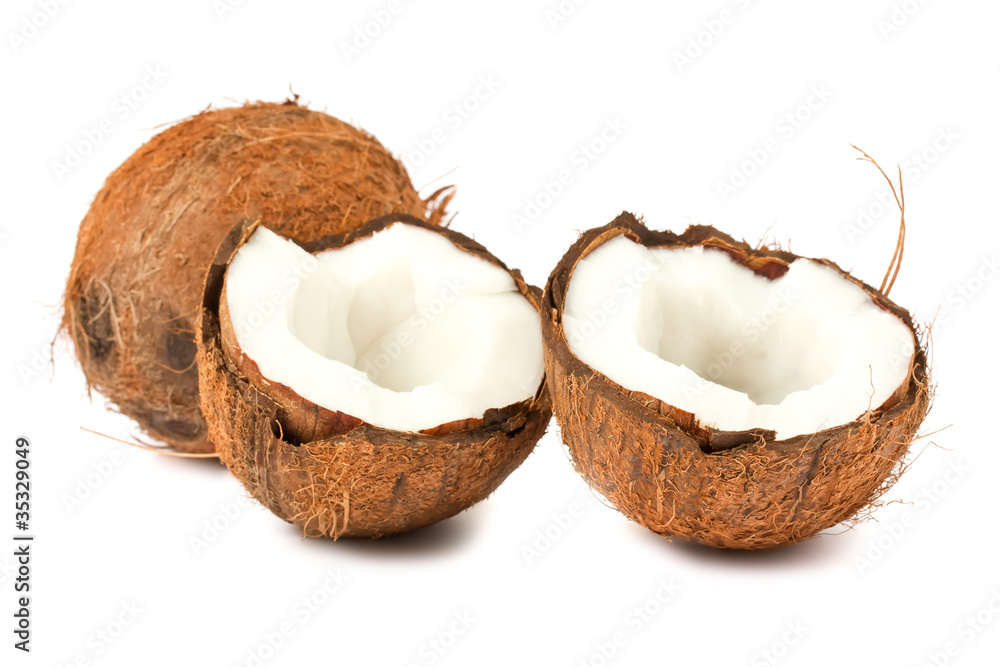 full and two halves of coconut full and two halves of coconut