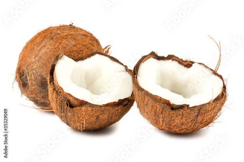 full and two halves of coconut