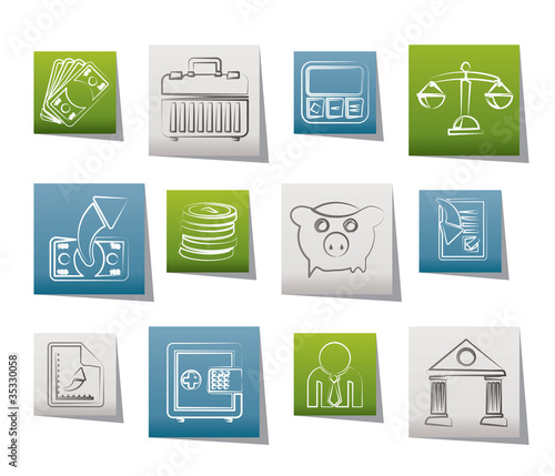 Bank, business and finance icons - vector icon set