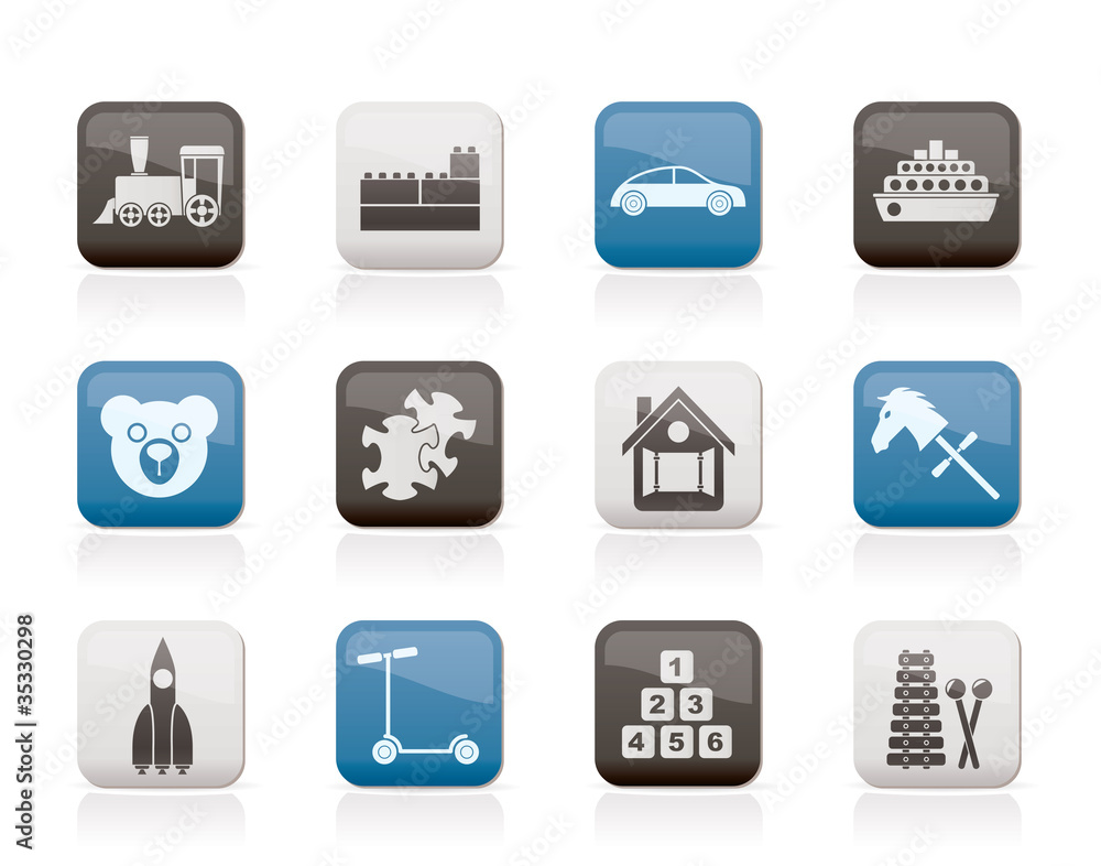 Different Kinds of Toys Icons - Vector Icon Set Different Kinds of Toys Icons - Vector Icon Set