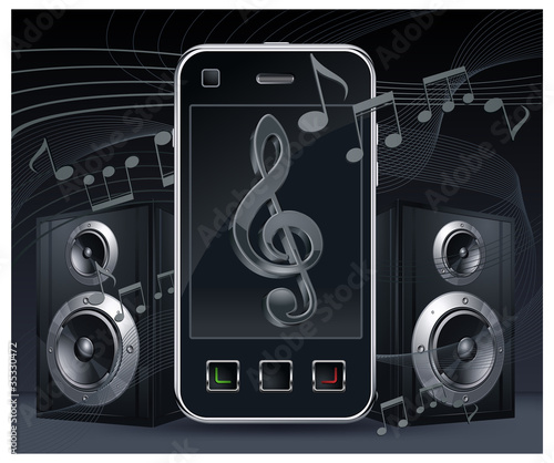 Phone with speakers on black