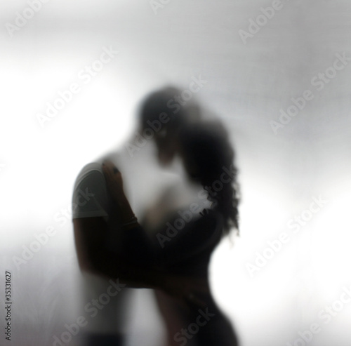 Silhouettes of a two lovers