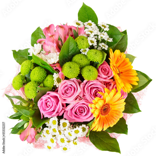 Fototapeta Naklejka Na Ścianę i Meble -  Bright bouquet isolated on white