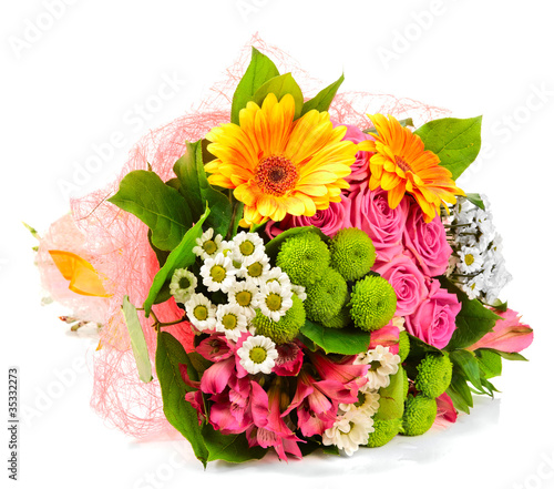 Fototapeta Naklejka Na Ścianę i Meble -  Bright bouquet isolated on white