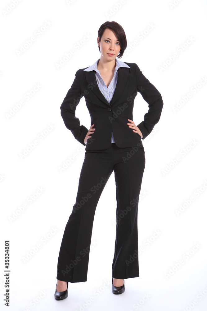 Beautiful curvy young business woman in black suit Beautiful curvy young business woman in black suit