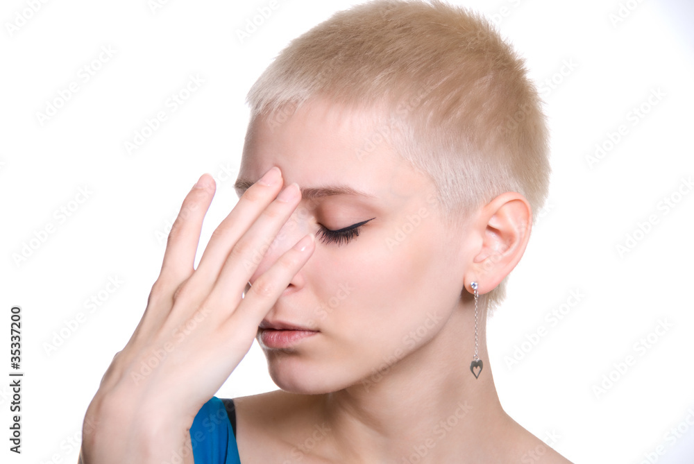 Portrait of the beautiful blonde with short hair Portrait of the beautiful blonde with short hair