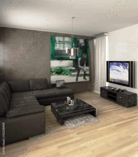 Apartment with a TV (focus)