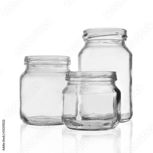Three empty glass jars