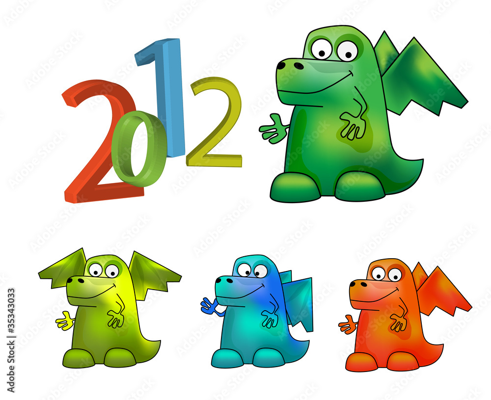 Fototapeta premium Year of Dragon (Cartoon vector Dragon)