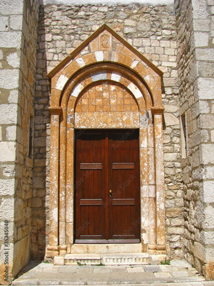 Old large wooden door - door portal - Krk Croatia