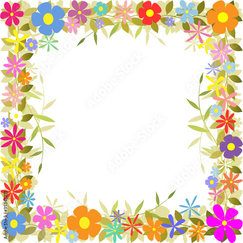 A Floral Border with Flowers and Leaves