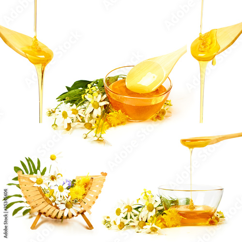 Fototapeta Naklejka Na Ścianę i Meble -  honey with flowers