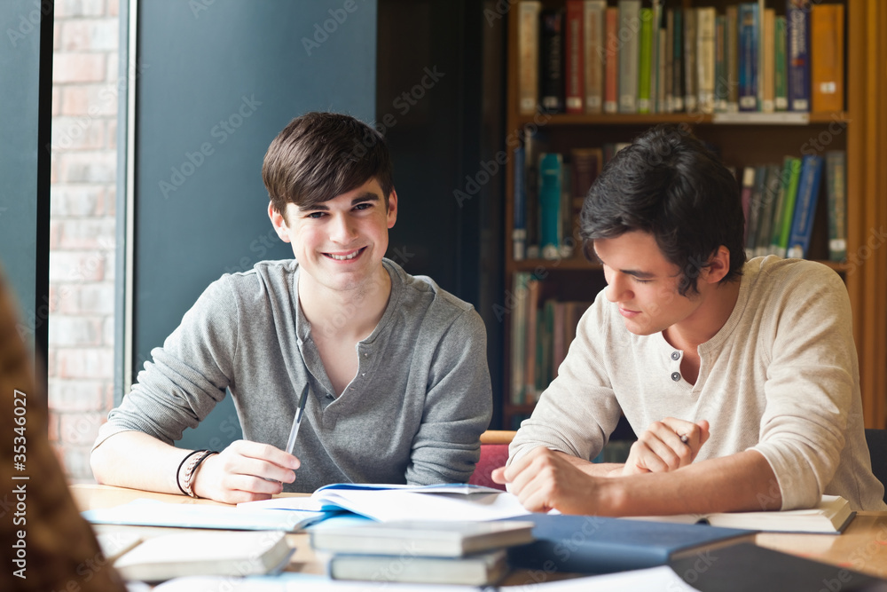 Young men studying
