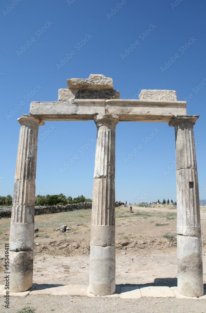 Ruins of ancient Hierapolis in Pamukkale Turkey