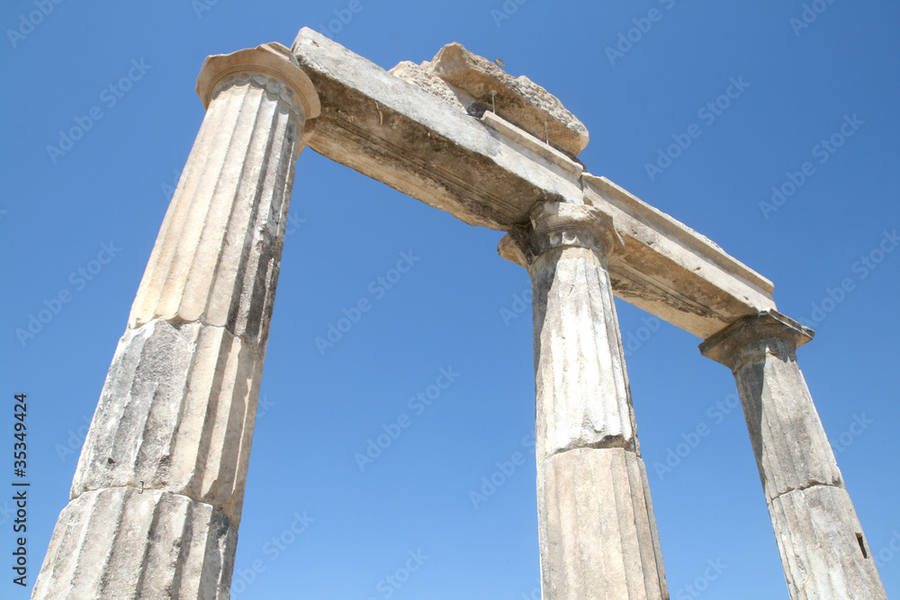 Ruins of ancient Hierapolis in Pamukkale Turkey