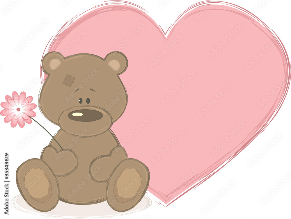 Teddy bear and big heart, vector illustration Stock Vector | Adobe Stock