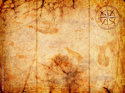 old map with a compass on it
