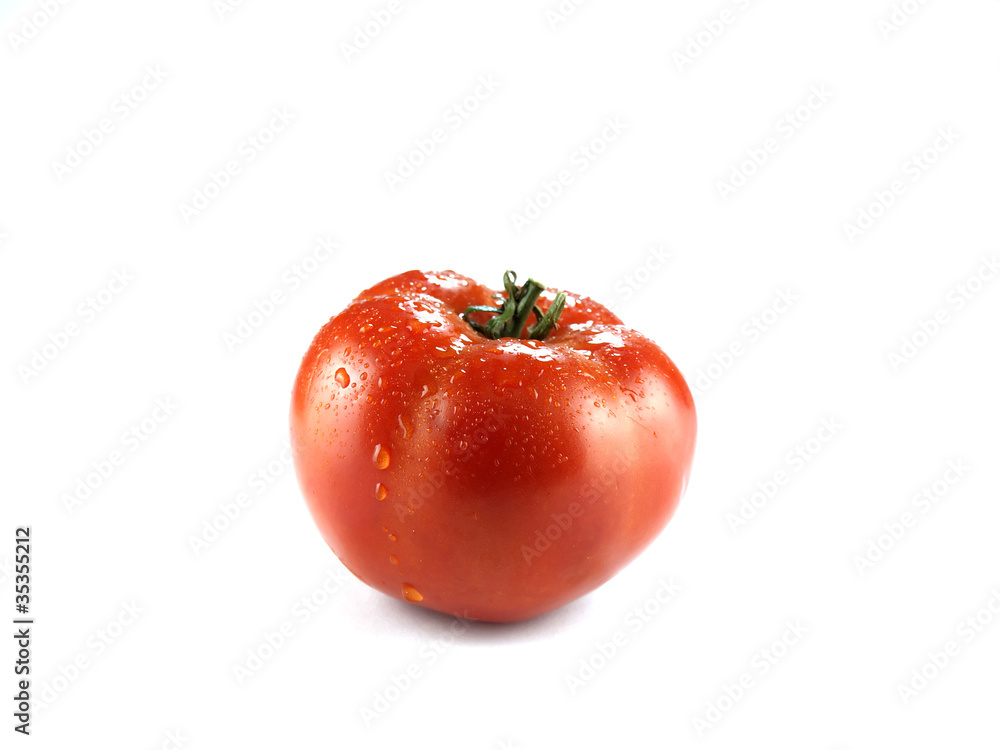 Wet tomato over white Wet tomato over white