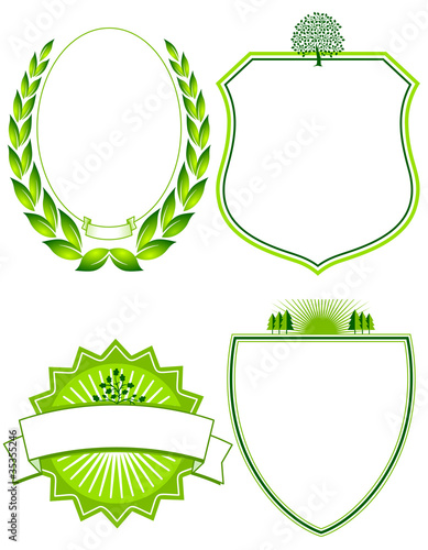 Vier Ökologische Wappen und schilder