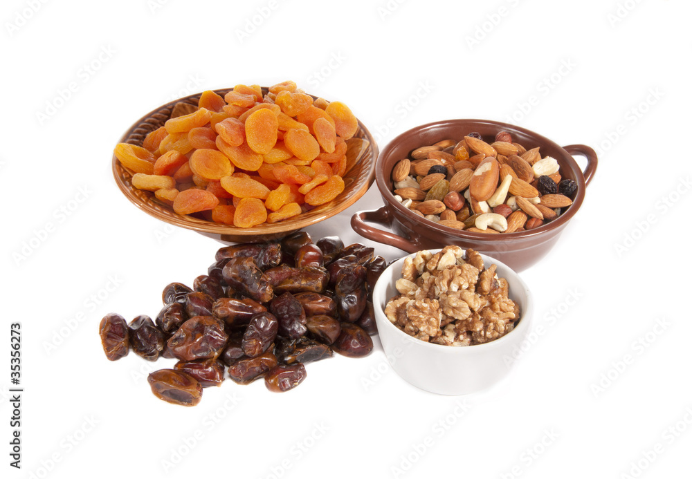 Dried fruits in vases Dried fruits in vases
