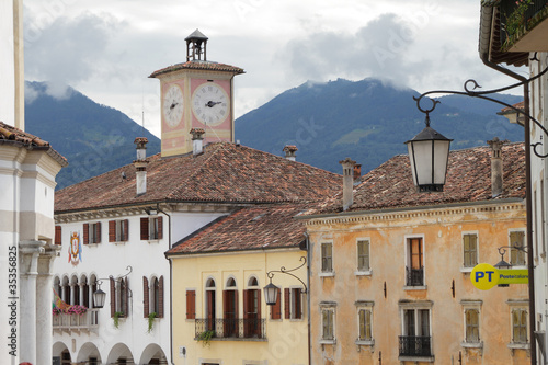 Canvas Print Main piazza in beautiful venetian small town, Mel