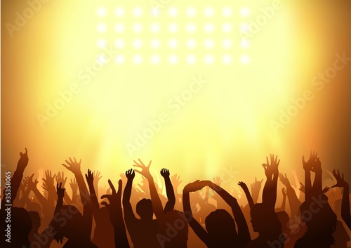 Crowd dancing on a party - background illustration