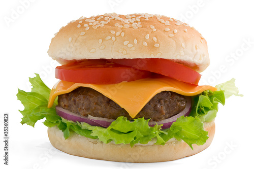 Cheeseburger Isolated on white. © jlcst