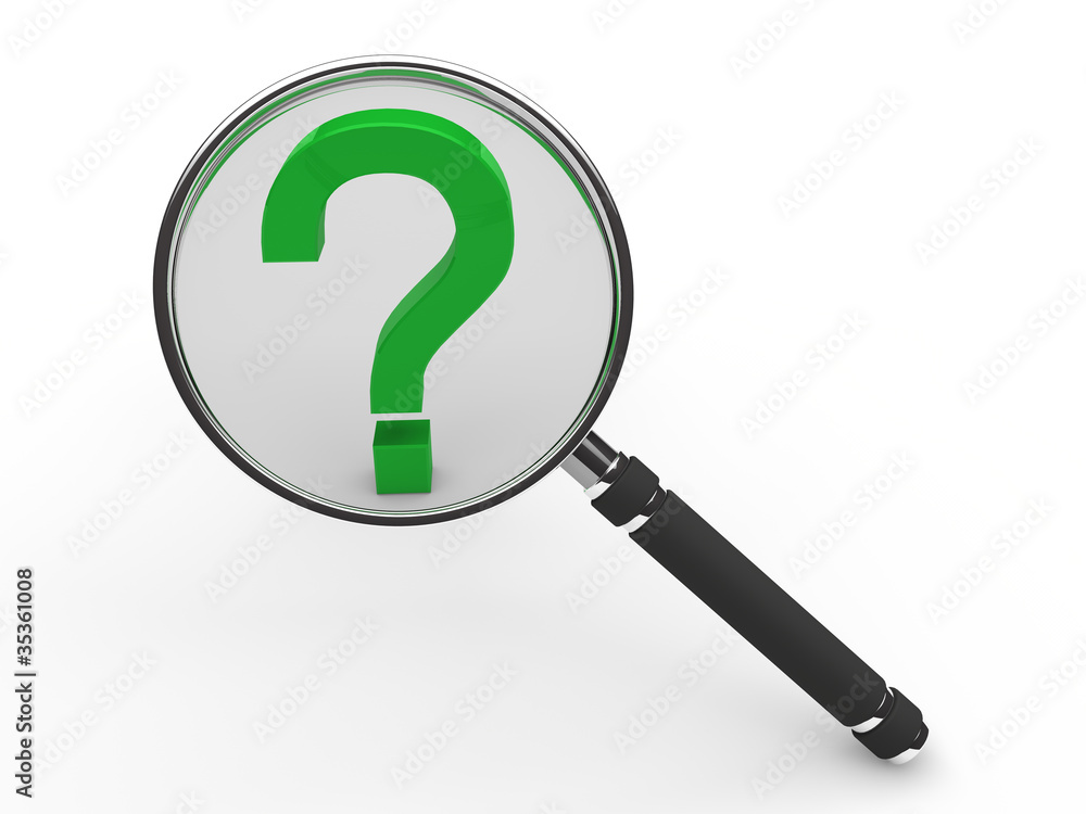 3d green guestion mark magnifying glass 3d green guestion mark magnifying glass