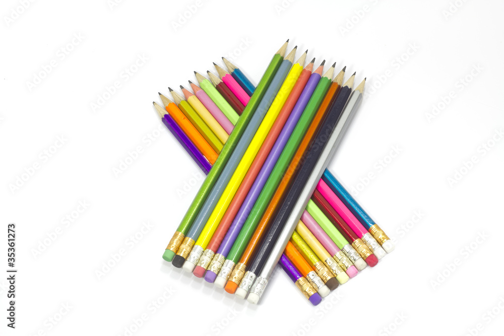 Цветные карандаши на белом фоне Stock Photo | Adobe Stock