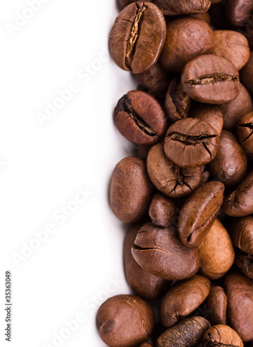 coffee beans against white background