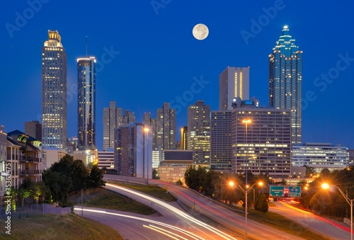 Atlanta Skyline under Full Moon