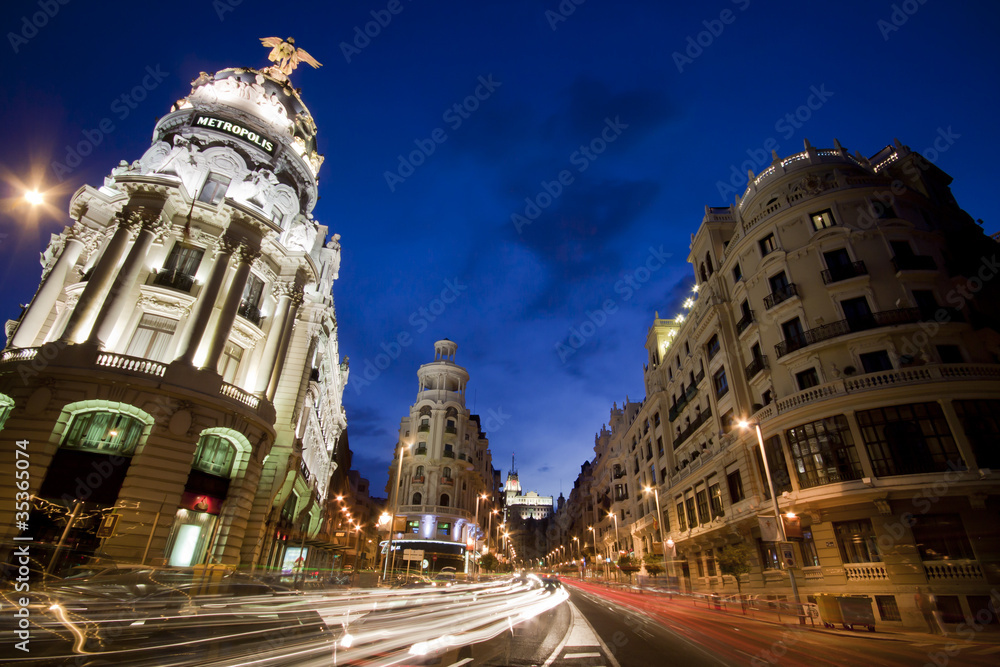 Fototapeta premium Gran via street, Madrid, Spain.