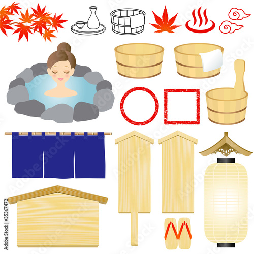 温泉　広告　イラスト