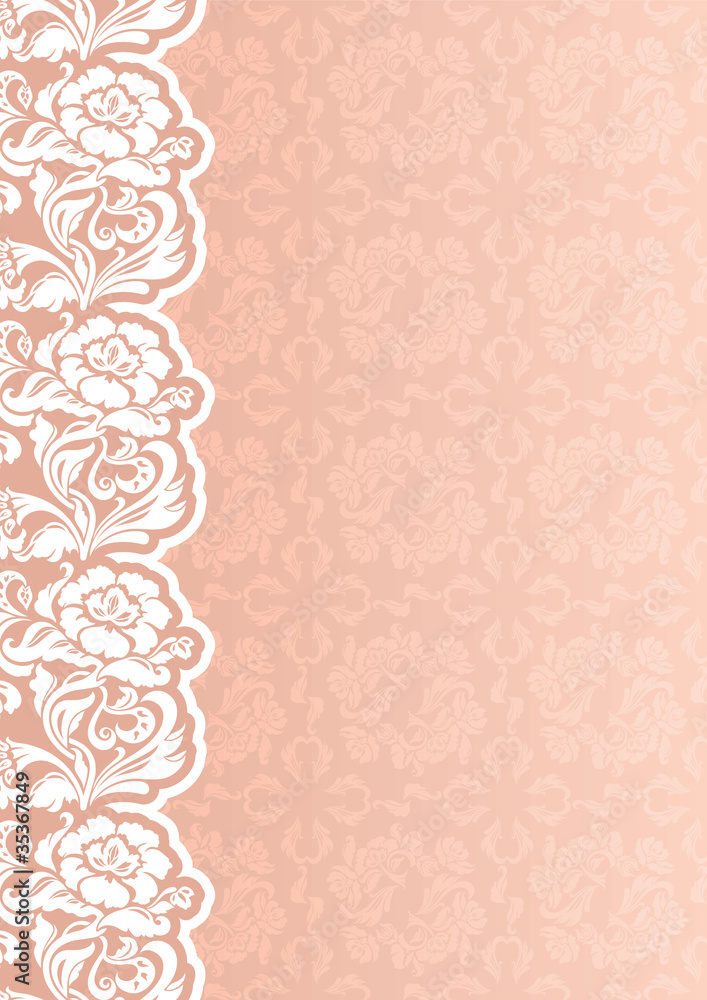 Vector. Flower background with lace