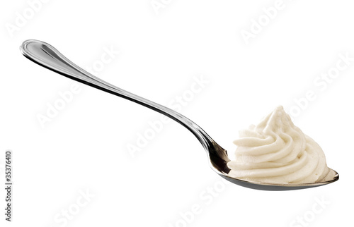 Whipped cream on a spoon