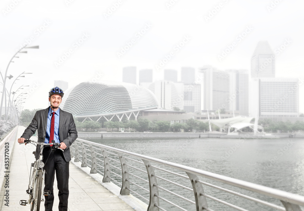 businessman with bicycle