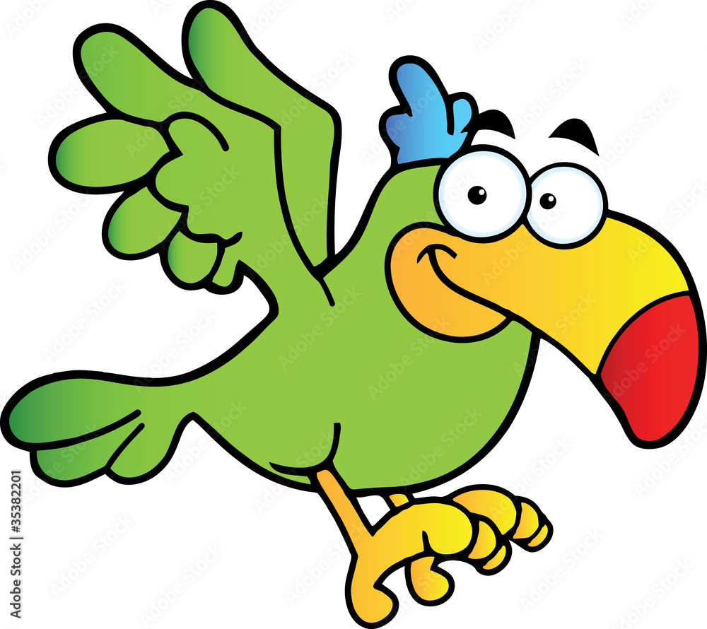 Obraz premium Parrot Cartoon Character Flying