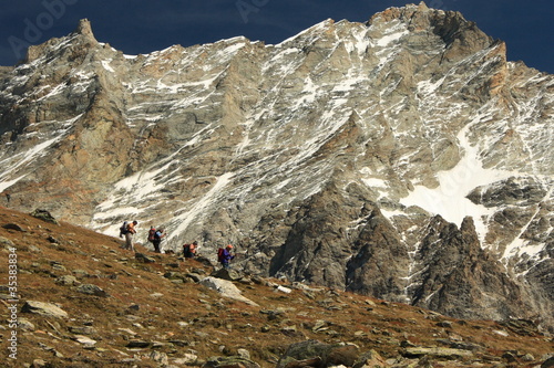 hikers in Val d'Anniviers - Swiss Alps