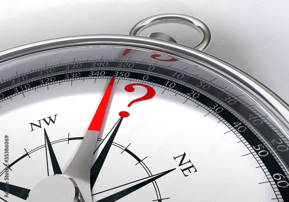 lost conceptual image with compass and question mark lost conceptual image with compass and question mark