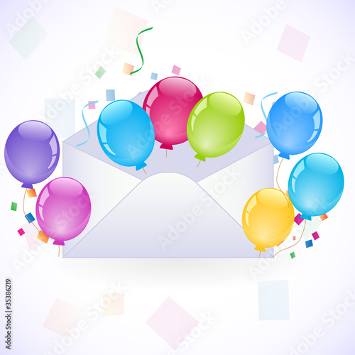 Party invitation with coloful balloons
