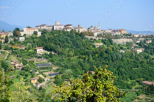 Citta Alta  Bergamo  Lombardy  Italy  a town on top of a hill.
