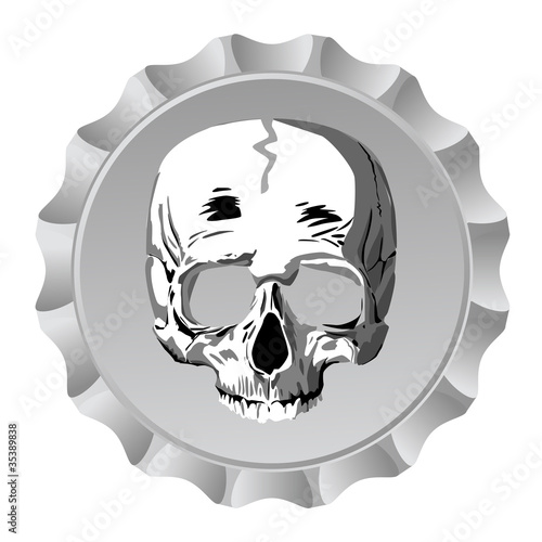 Bottle cap with skull