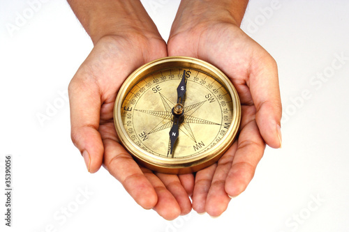 Directional compass in the hands