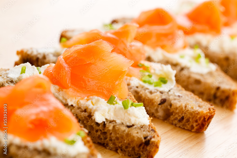 Bread with smoked salmon and cream cheese Bread with smoked salmon and cream cheese