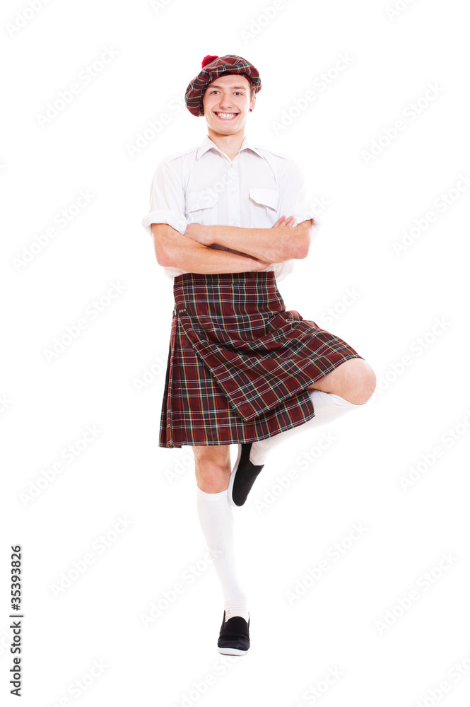 happy scotch dancer in national clothes happy scotch dancer in national clothes